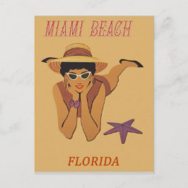 Postal Poster de Viajes por Vintage de Miami Beach Florid