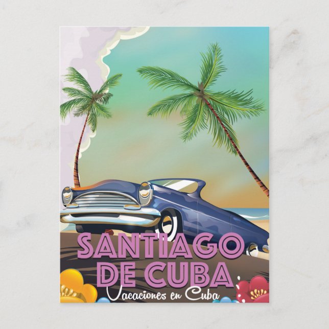 Postal Poster de viajes Santiago de Cuba (Anverso)
