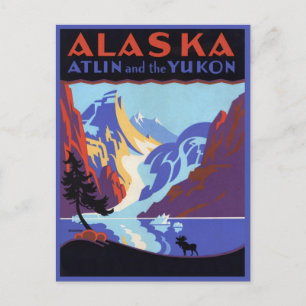 Postal Poster de Viajes Vintage, Atlin y Yukón, Alaska