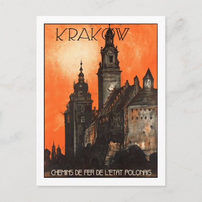 Postal Poster de Viajes Vintage, Cracovia (Anverso)