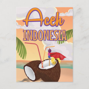 Postal Poster de viajes vintage de Aceh Indonesia
