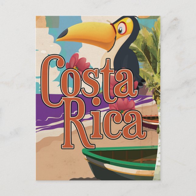 Postal Poster de viajes vintage de Costa Rica (Anverso)