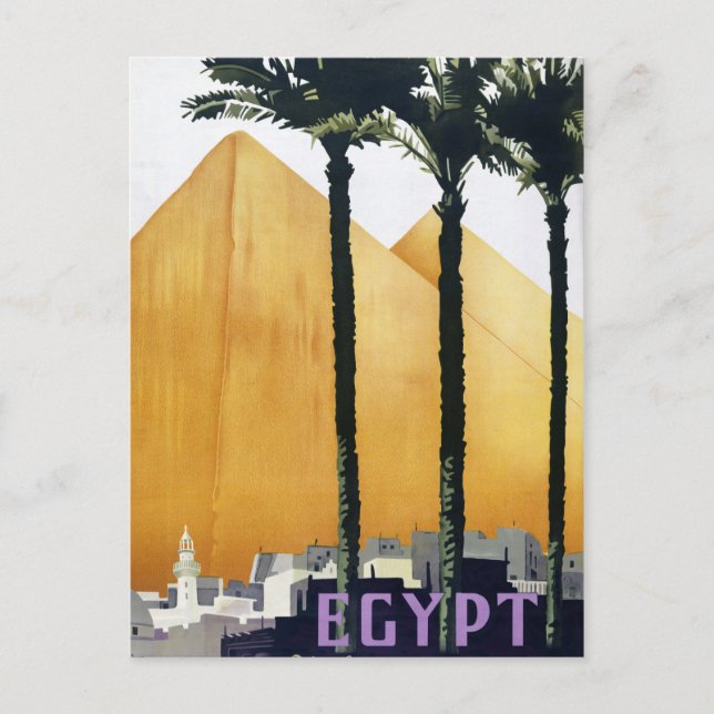 Postal Poster de viajes vintage de Egipto restaurado (Anverso)