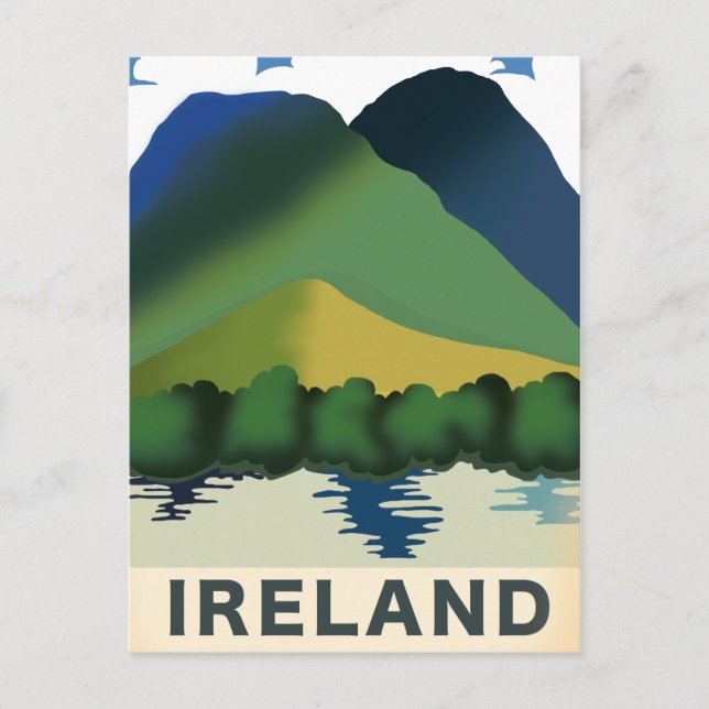 Postal Poster de viajes vintage de Irlanda (Anverso)