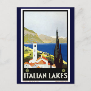 Postal poster de Viajes Vintage de los "Lagos Italianos"