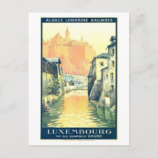 Postal Poster de Viajes Vintage de Luxemburgo (Anverso)