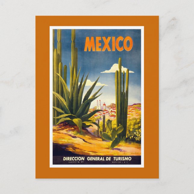 Postal poster de Viajes Vintage de "México" (Anverso)
