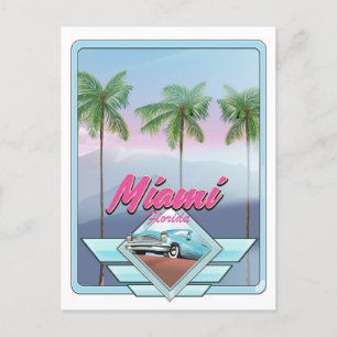 Postal Poster de viajes Vintage de Miami Florida