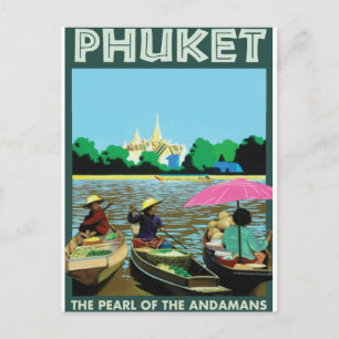 Postal Poster de Viajes Vintage de Phuket.