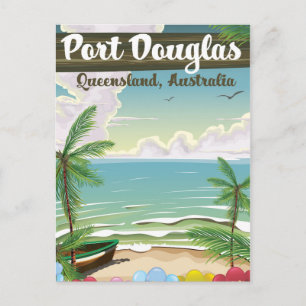 Postal Poster de viajes vintage de Port Douglas Australia