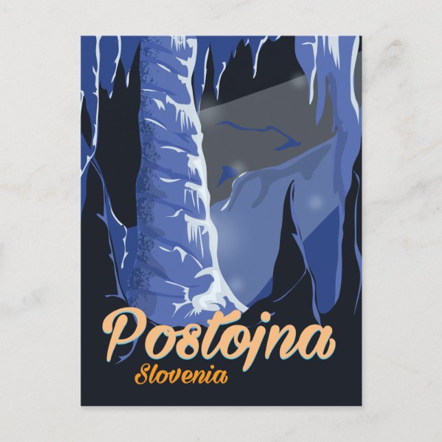 Postal Poster de viajes vintage de Postojna Eslovenia (Anverso)