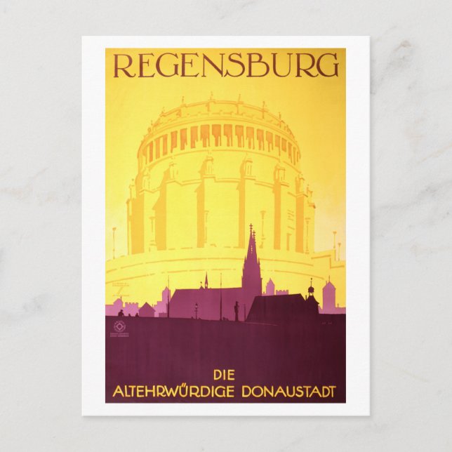Postal Poster de Viajes Vintage de Regensburg Alemania (Anverso)