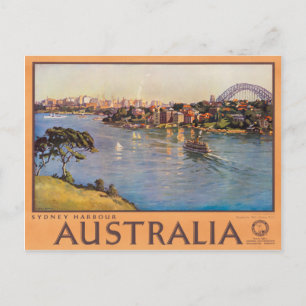 Postal Poster de Viajes Vintage de Sydney Harbour Austral