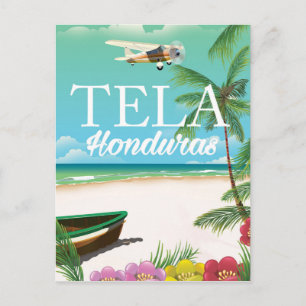 Postal Poster de viajes vintage de Tela Honduras