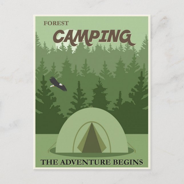 Postal Poster de Viajes Vintage de Tent Camping (Anverso)