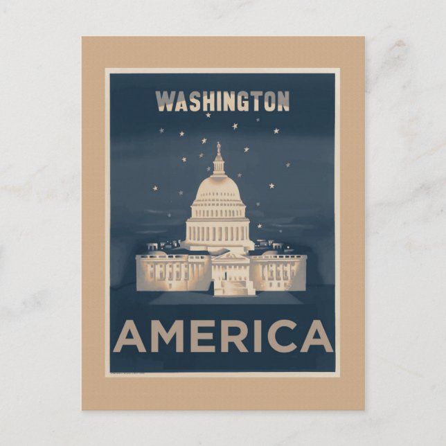 Postal Poster de Viajes Vintage de Washington DC (Anverso)