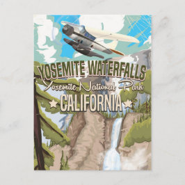 Postal Poster de viajes vintage de Yosemite Waterfalls