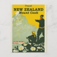 Poster de Viajes Vintage del Monte Cook de Nueva Z