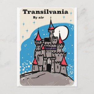 Postal Poster de viajes vintage del Transylvania Castle