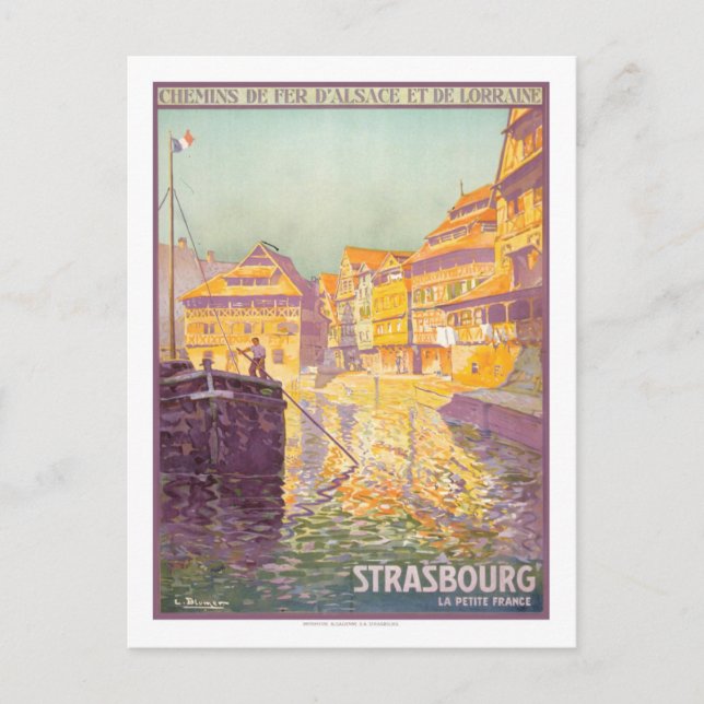 Postal Poster de Viajes Vintage, Estrasburgo (Anverso)