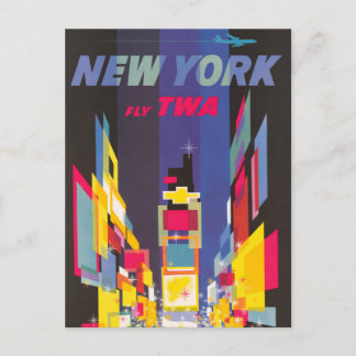 Postal Poster de Viajes Vintage, Fly Twa, Nueva York
