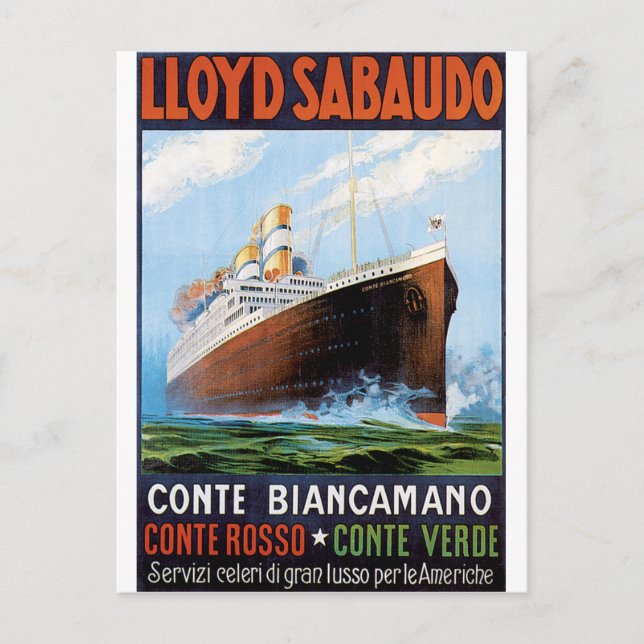 Postal Poster de Viajes Vintage: Italiano Ocean Liner (Anverso)