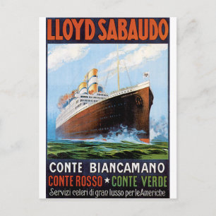 Postal Poster de Viajes Vintage: Línea oceánica italiana