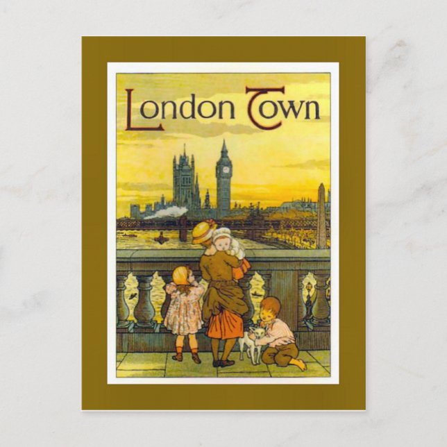 Postal Poster de Viajes Vintage, London Town, (Anverso)