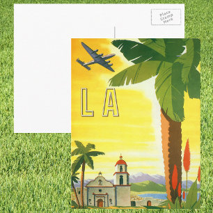 Postal Poster de Viajes Vintage, Los Ángeles, California