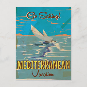 Postal Poster de viajes vintage mediterráneo
