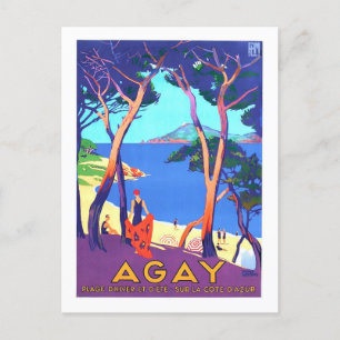 Postal Poster de Viajes Vintage para Agay, Francia,