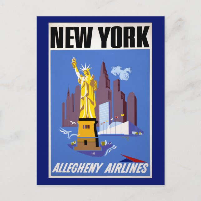 Postal Poster De Viajes Vintage Para Allegheny Airlines (Anverso)