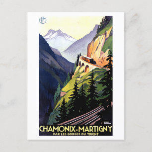 Postal Poster de Viajes Vintage para Chamonix y Martigny