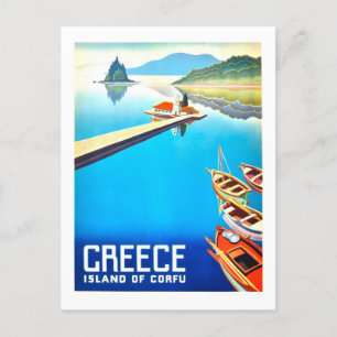 Postal Poster de Viajes Vintage para Corfú en Grecia