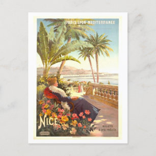 Postal Poster de Viajes Vintage para Niza, Francia