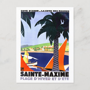 Postal Poster de Viajes Vintage para Sainte-Maxime, Franc