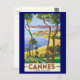 Postal Poster de Viajes Vintage, Playa de Cannes, Francia (Anverso / Reverso)