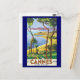 Postal Poster de Viajes Vintage, Playa de Cannes, Francia (Anverso/Reverso In Situ)