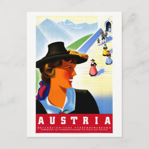 Postal Poster de Viajes Vintage Restaurado de Austria