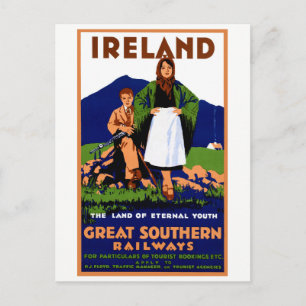 Postal Poster de Viajes Vintage Restaurado de Irlanda