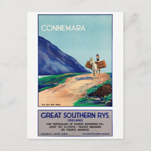 Postal Poster de Viajes Vintage Restaurado de Irlanda Con