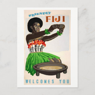 Postal Poster de Viajes Vintage Restaurado en Fiji