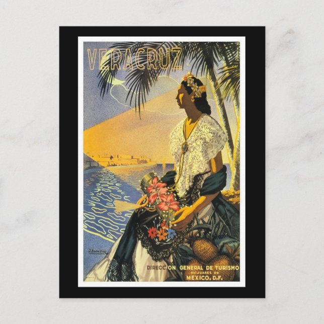 Postal Poster de Viajes Vintage, Veracruz, México, (Anverso)
