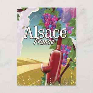 Postal Poster de vino de la tarde de Alsace France