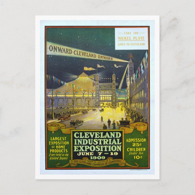 Postal Poster de Vintage Cleveland Exposition 1909 (Anverso)