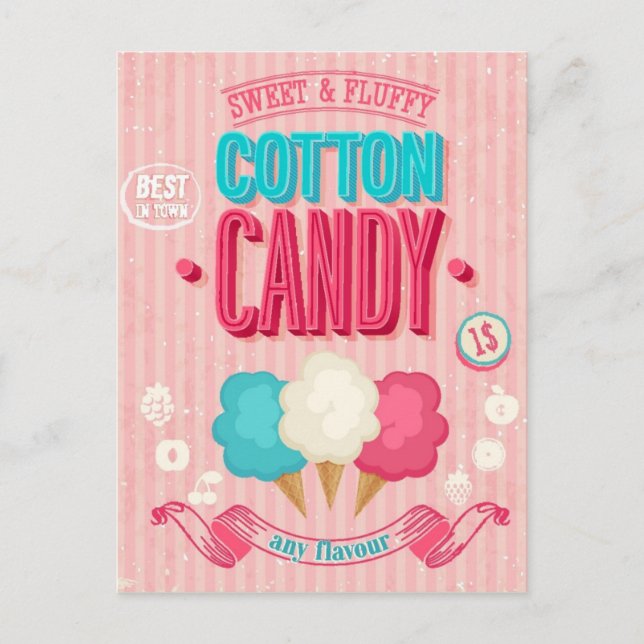 Postal Poster de vintage Cotton Candy (Anverso)