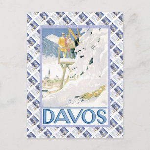 Postal Poster de Vintage Swiss Raulway, Davos