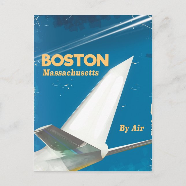 Postal Poster de vuelo vintage de Boston Massachusetts (Anverso)