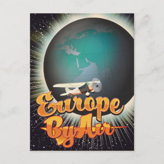 Postal Póster de vuelo vintage de Europe By Air