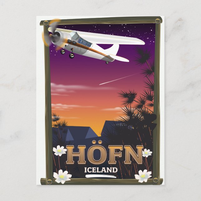 Postal Poster de vuelos de Höfn Islandia (Anverso)